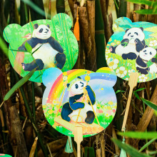 AR熊猫图案扇四川旅游纪念品城市旅游打卡花花和叶七仔萌兰熊猫扇