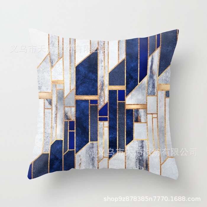 Funda de almohada personalizada con logotipo corporativo, funda de cojín geométrica de Amazon, terciopelo piel de melocotón, cojín para sofá de sala de estar, moderno y minimalista