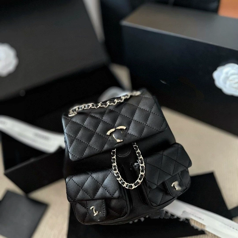 Небольшой рюкзак, школьная сумка, стильная цепочка, стиль Chanel, высокий класс, натуральная кожа, сумка-цепочка