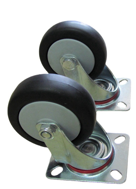 中型TPR弹力橡胶轮办公室图书馆手推车脚轮超市中型万向轮定向轮