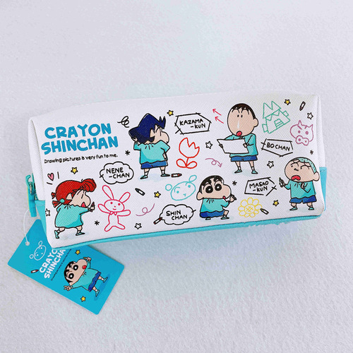 Japanese ins crayon Shin-chan cute high school primary school student pencil bag large capacity double-layer stationery box storage bag