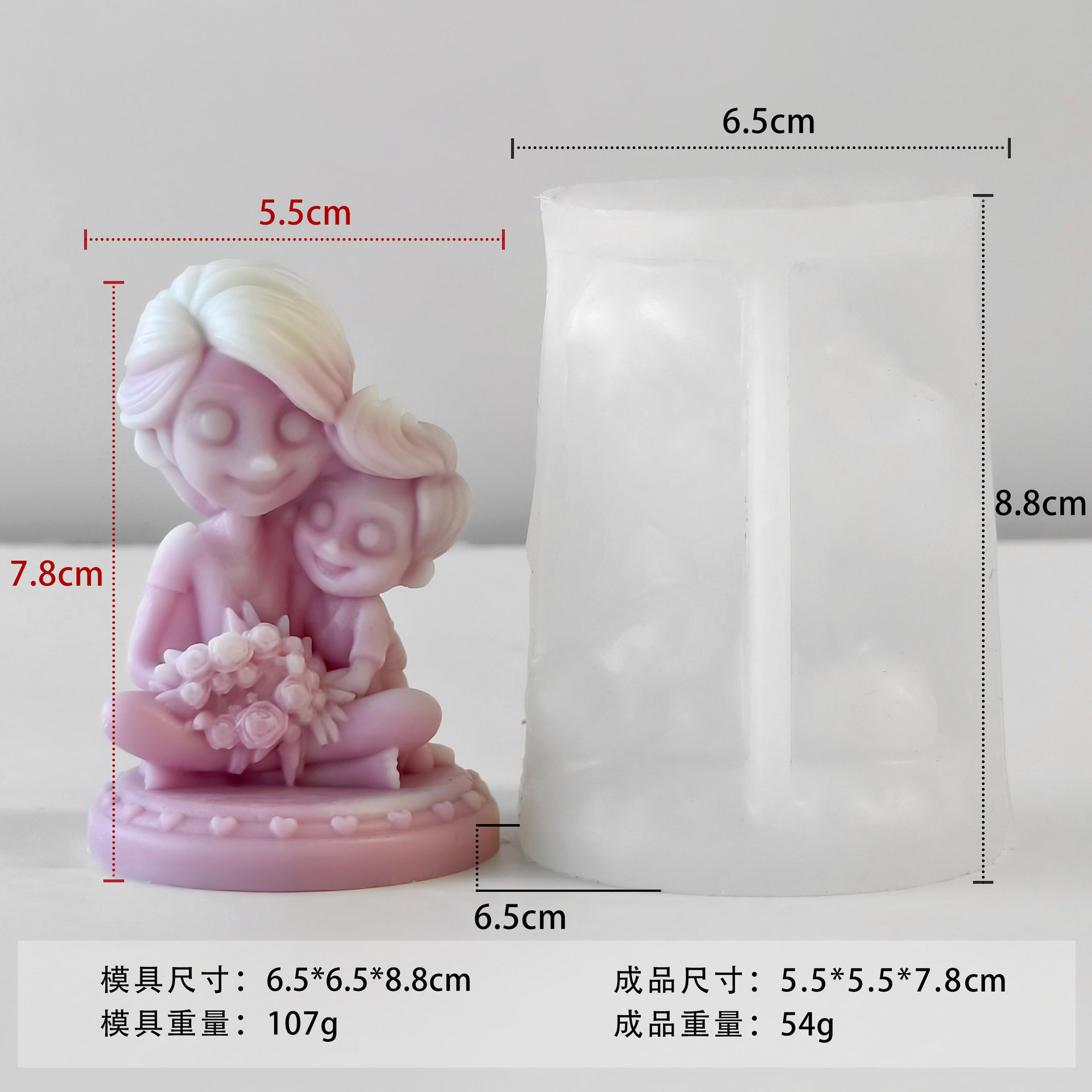 Jiahuimei Día de la Madre Vela de aromaterapia Molde de silicona Diy Retrato del cuerpo humano Esposo de expansión Piedra de incienso Adornos Abrasivos