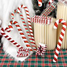 圣诞拐杖拍摄拍照舞台道具15-90CM圣诞节装饰红白闪粉彩绘挂件