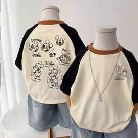 男童T恤纯棉新款短袖打底女童夏季宝宝卡通印花儿童上衣童装洋气