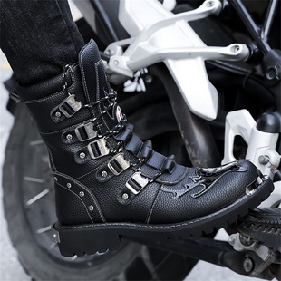 Martin Boots Men's High-top British-style Leather Shoes Workwear Knight Locomotive Snowskin Boots Spring and Autumn Men's Shoes