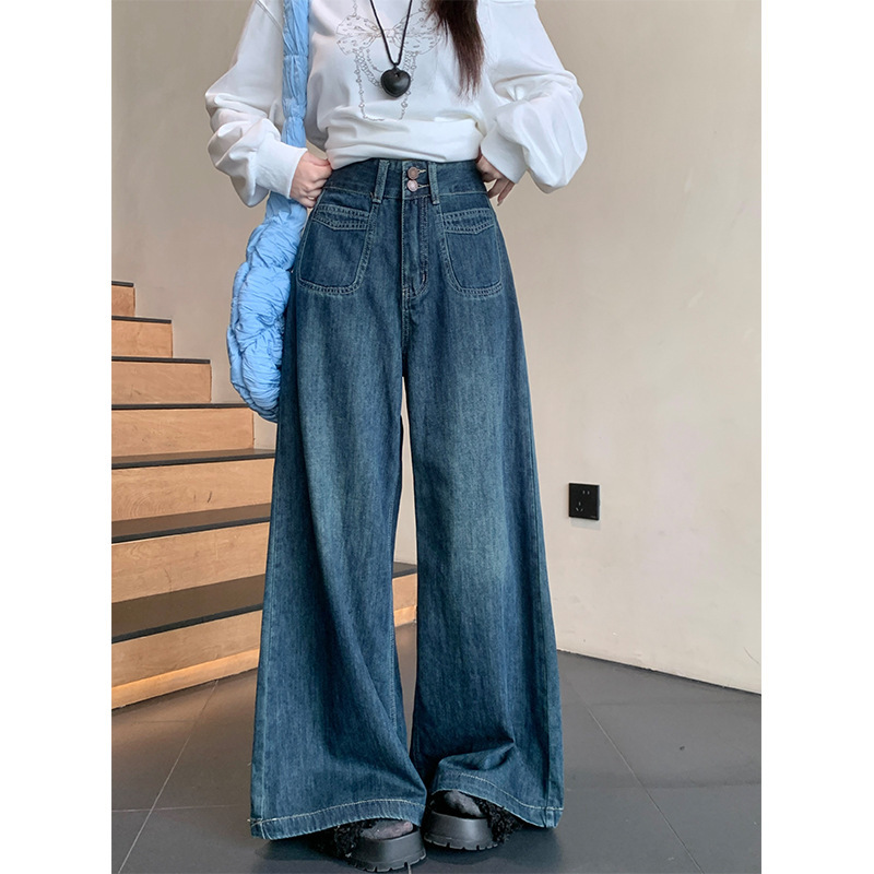 Vintage plus size Jeans Women's Autumn and Winter 2024 New Pear-shaped Body Loose High Waist Slimming Straight Leg Wide-leg Pants Vintage plus size Jeans Women's Autumn and Winter 2024 New Pear-shaped Body Loose High Waist Slimming Straight Leg Wide-leg Pants