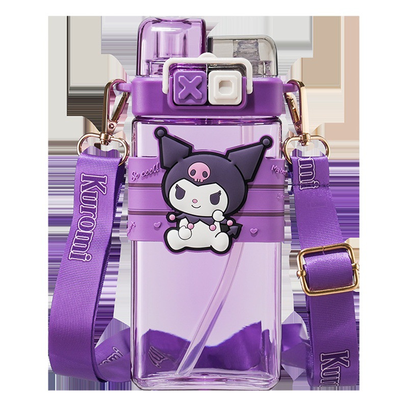 Punk Sanrio doble bebida taza Pacha perro coolomi nueva línea roja creativa cubierta elástica doble taza de plástico abierta con estudiante