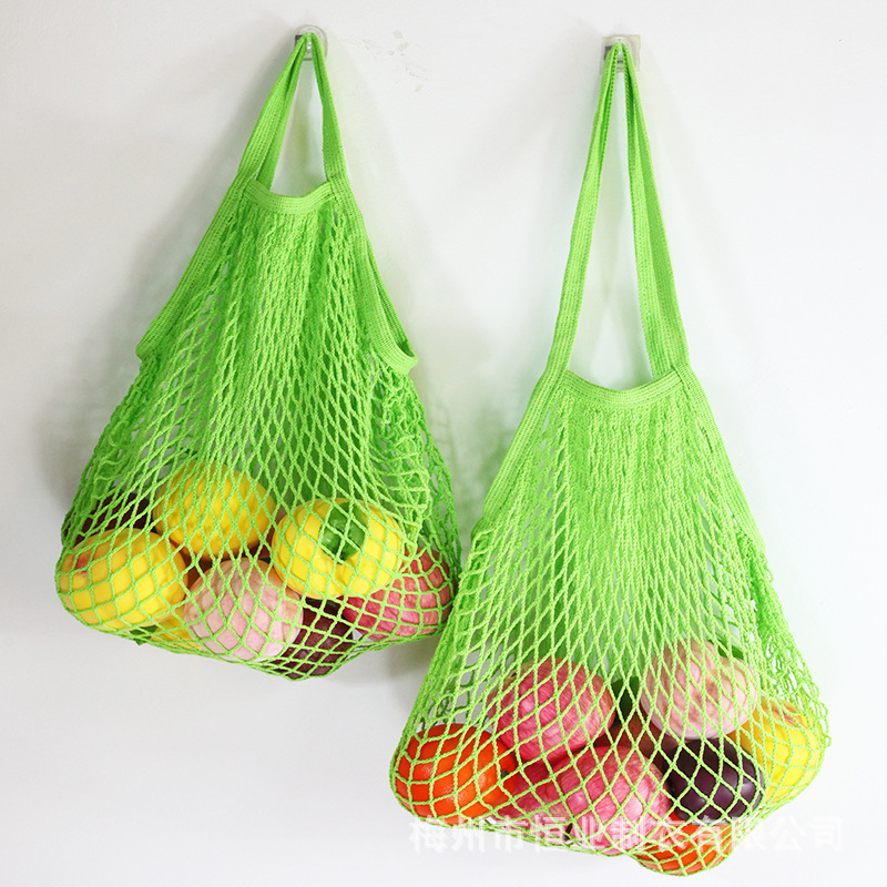 Bolsa de malla de algodón portátil al por mayor Bolsa de compras Supermercado Bolsa de malla de verduras y frutas Bolsa de compras Bolsa tejida hueca