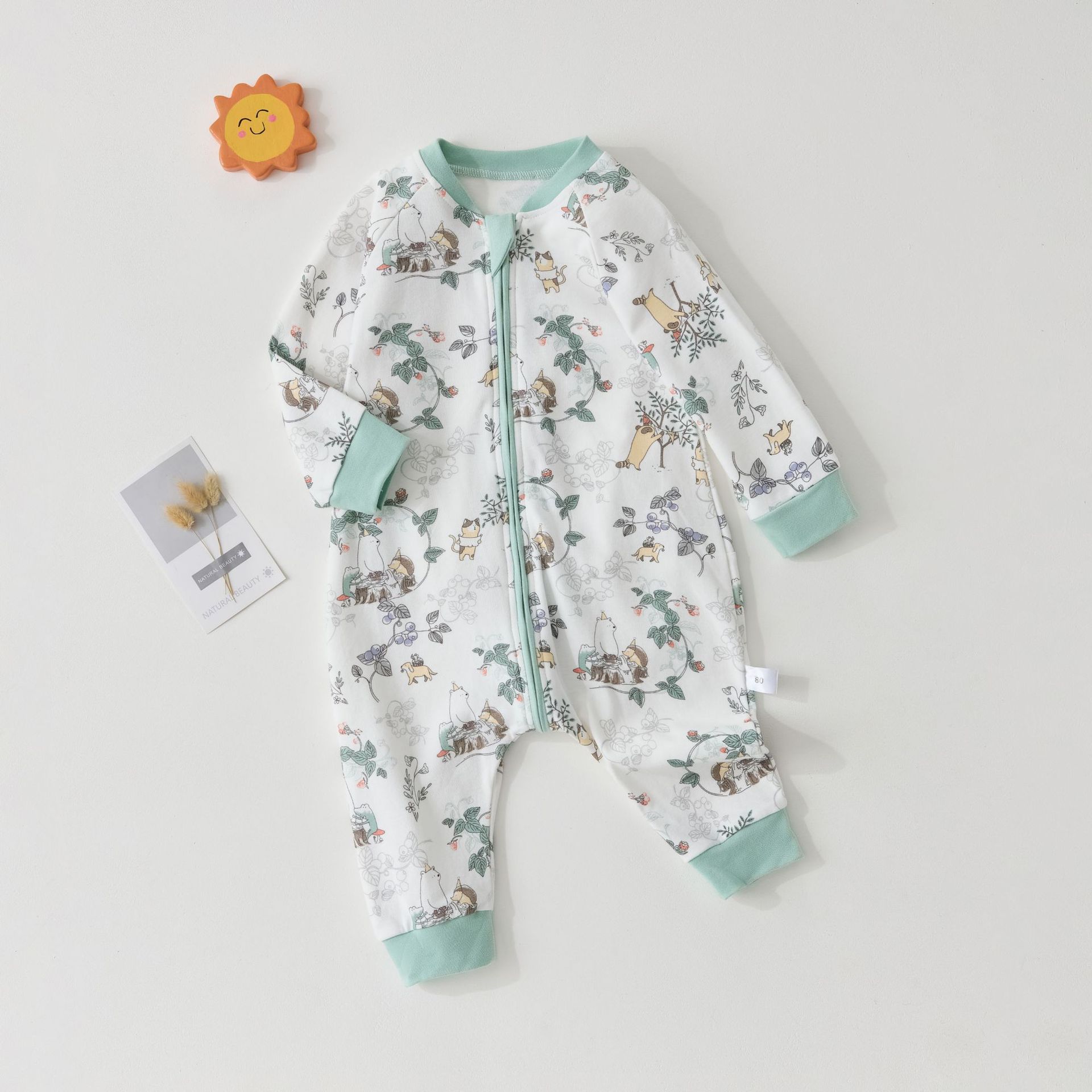 Baby Sleeping Bag Spring and Autumn Pure Cotton Baby Jumpsuit Anyang Children's Clothing Autumn and Winter Style Home Wear for Toddlers