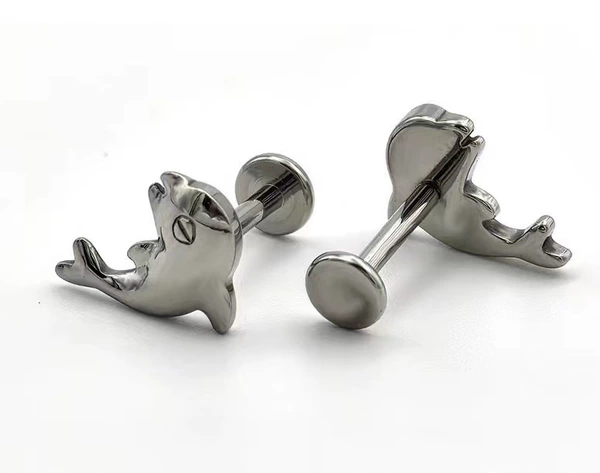 Titanium natural color individual jewelry head dolphin