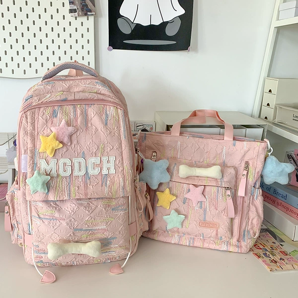 Pink and white two-piece set single bag