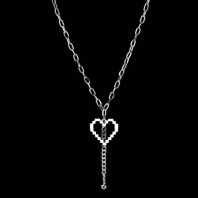 Wholesale Jewelry Mosaic Heart Titanium Steel Necklace Nihaojewelry display picture 2