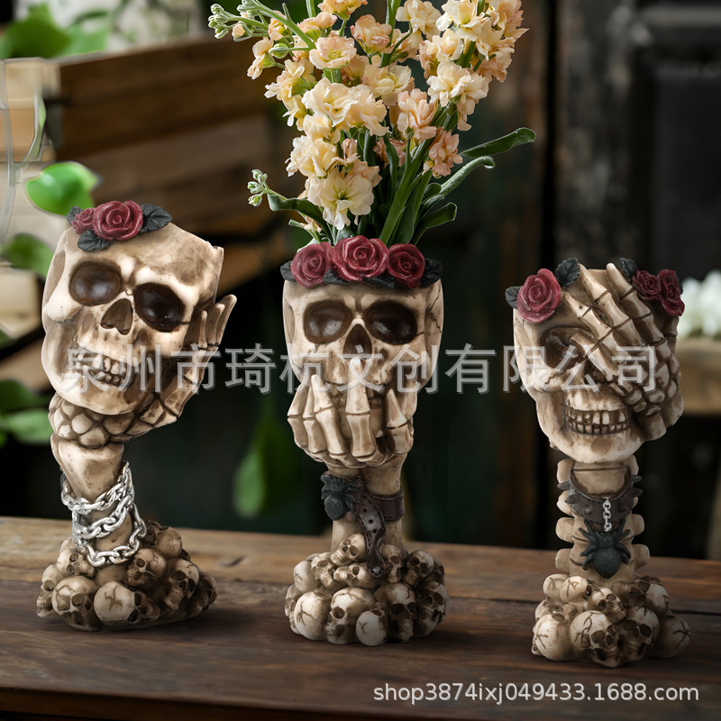 Cross-Border New Vase, No Listening, No Awakening, Hand Rest Skull Creative Home Desktop Decoration Art Flower Arrangement Ornaments Cross-Border New Vase, No Listening, No Awakening, Hand Rest Skull Creative Home Desktop Decoration Art Flower Arrangement Ornaments
