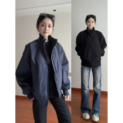 美式立领男高级感宽松休闲飞行夹克cleanfit短款工装情侣