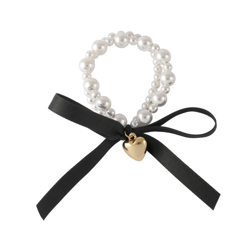 Korean pearl bow headband hair rubber band girls headband simple temperament hair rope leather set hair band summer
