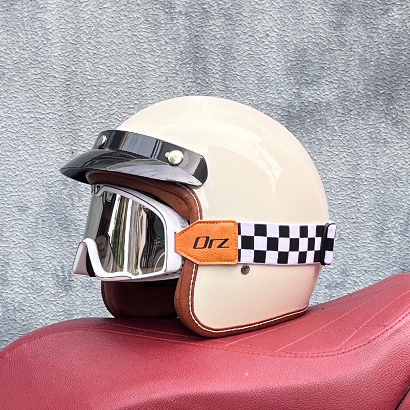 ORZ casco retro para hombres y mujeres certificado 3C motocicleta eléctrica 3/4 casco medio casco cuatro estaciones personalidad universal pareja