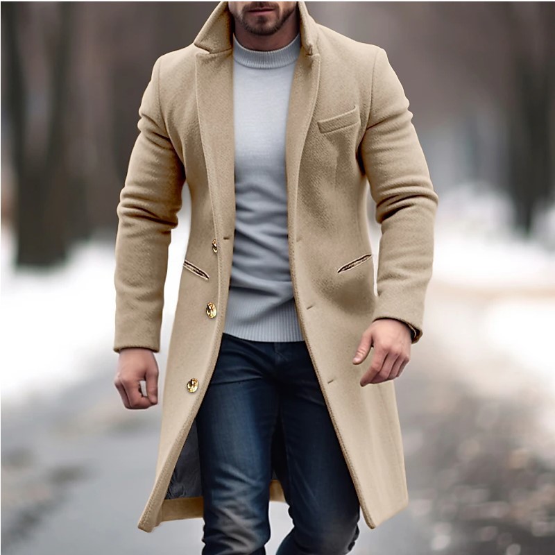 Men's Clothing Woolen Coat For Men Woolen Mid Length Windbreaker Jacket Multi Color And Multi Size_voghion.com
