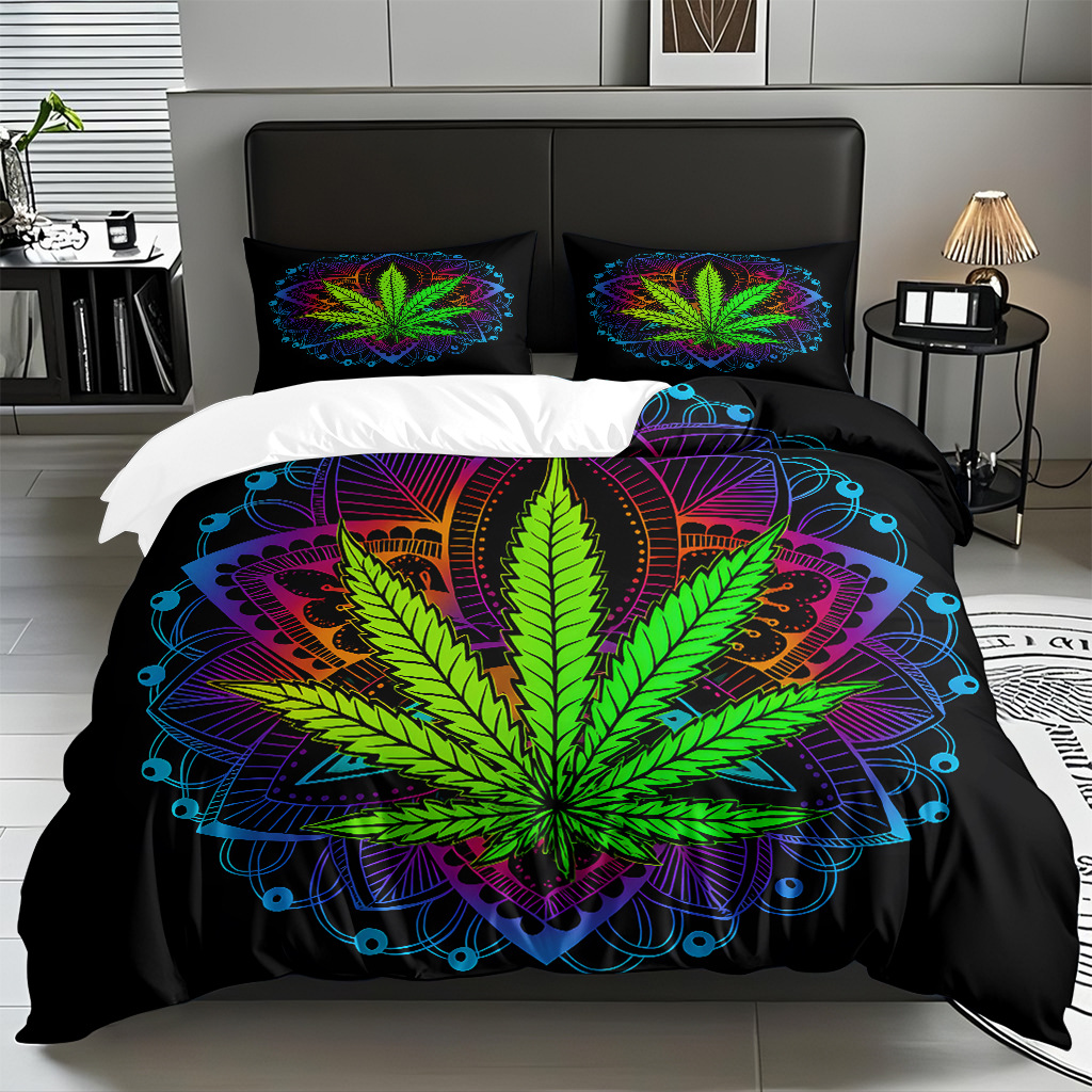 TEMU / JIT comercio exterior hogar patrón de hojas de colchón molido cubierta de colchón de tres piezas de fábrica directa a la figura puede fijarse