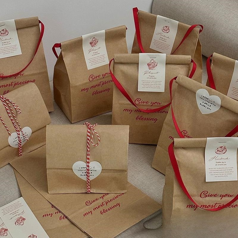 饼干包装袋牛皮纸袋雪花酥曲奇糖果面包打包袋子节日伴手礼袋圣诞