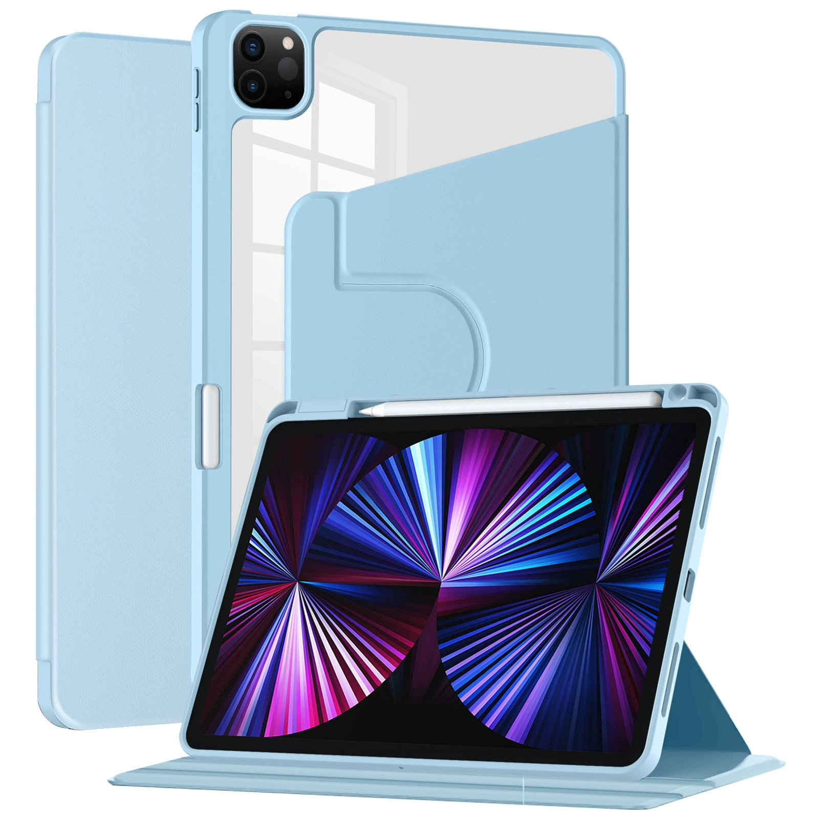 Защитный чехол для iPad 9 10.2, поворот на 360°, акриловый PRO 11 с отделением для стилуса, плоский кожаный чехол 12.9, партия