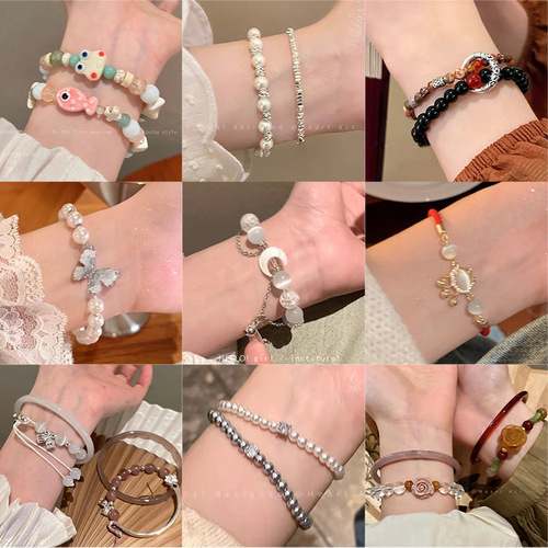 Korean-style versatile pearl bracelet for women, light luxury, delicate, sophisticated, beaded necklace, temperament bangle, jewelry