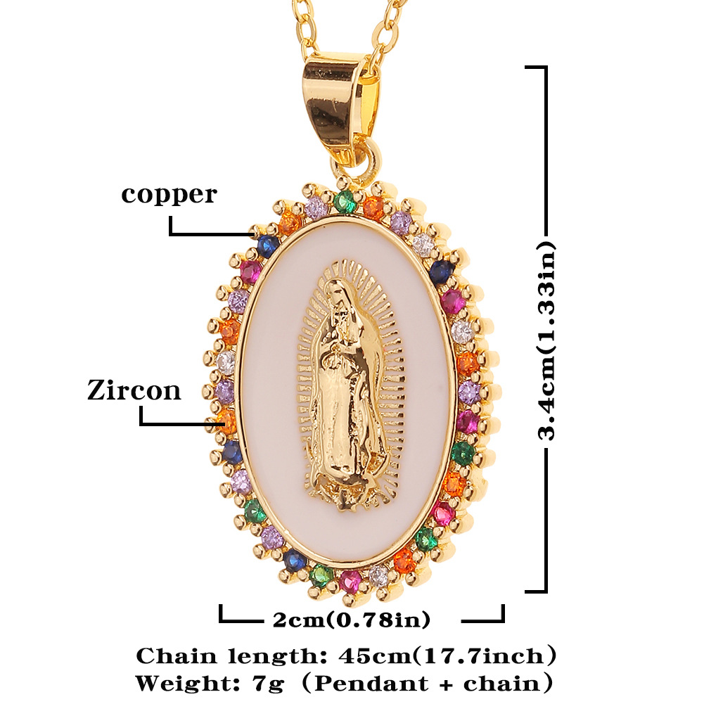 gold-plated copper Dripping Oil Pendant Womenu0027s Religious Necklace