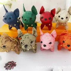 Wholesale Lv-Style Bags, Trendy Leather Cartoon Dog Keychains, Cute French Bulldog Car Key Tags