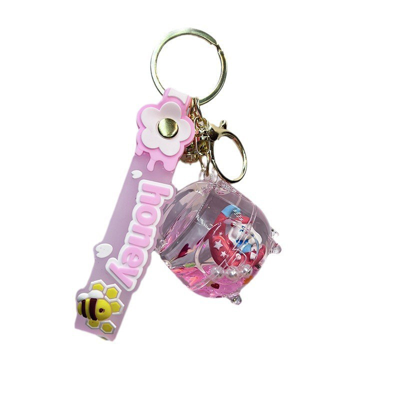 Creativo en la olla de arroz de aceite de la luna de orejas perros llaveros lindos dibujos animados pareja colgante garra máquina pequeños regalos al por mayor