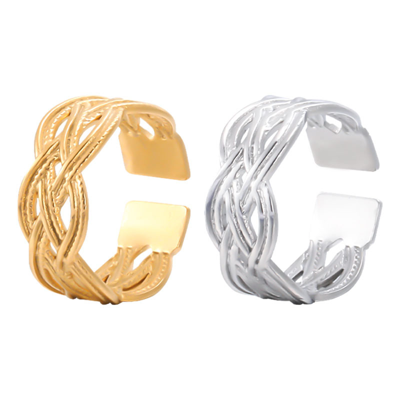 Daily Occasion 304 Stainless Steel Material Ig Style Simple Style Solid Color Stainless Steel Plating Hollow Out Open Ring