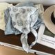 French Style Vintage Mori Style Headscarf Silk Scarf Spring and Summer Neck Scarf Ribbon Hair Band Cashew Headscarf All-match Women's Cotton Triangle Scarf