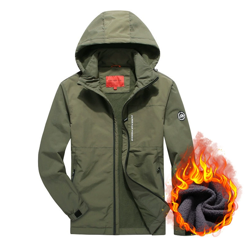 Осенне-зимняя новая куртка на флисовой подкладке, мужская повседневная Уличная флисовая быстросохнущая куртка с капюшоном, Мужская трансграничная, посвященная 5335