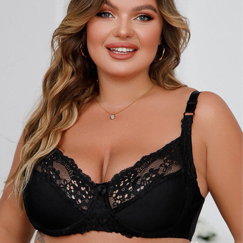 Cross-border thin cotton cup plus size closing accessory milk adjustment bra lace gathered with steel ring sexy ladies underwear wholesale