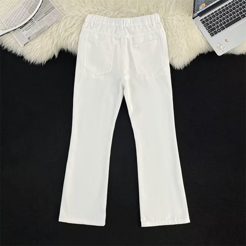 White Washed Distressed Jeans Loose Straight Leg Casual Wide Leg Trousers American Street Style Trendy Workwear mid Waist Blue_mkmklike.com