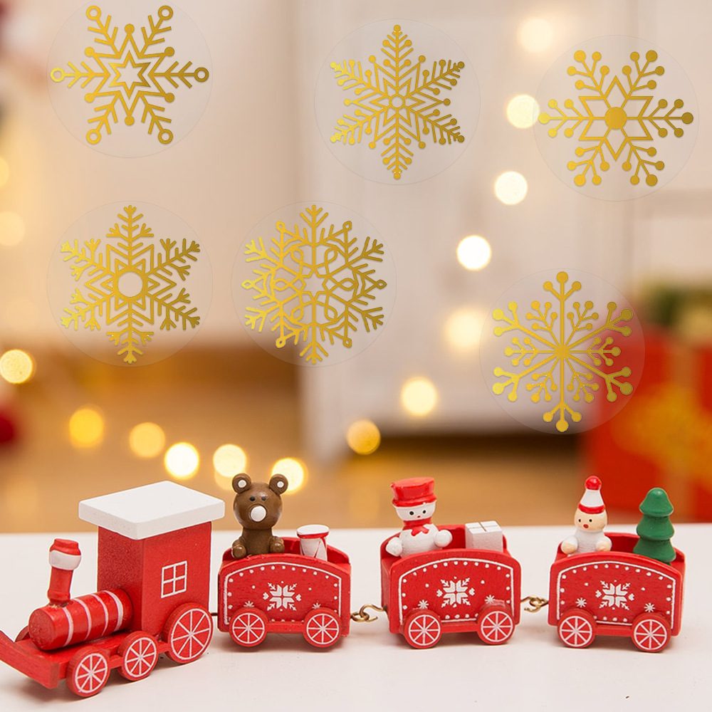 Pegatinas de Navidad redondas transparentes estampado regalo de vacaciones embalaje decoración adhesivo sellado sobre de cuenta artesanal