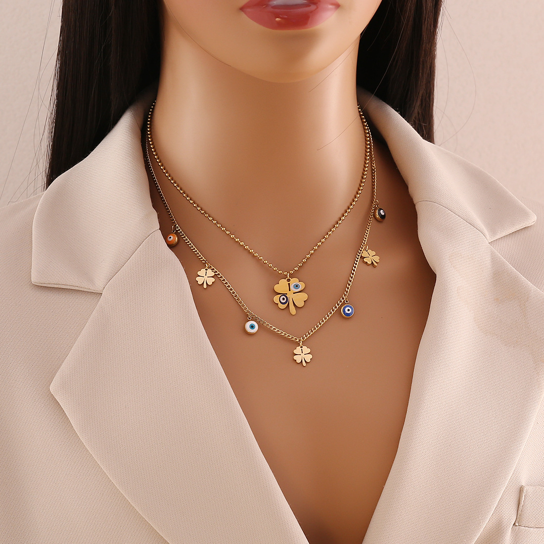 Designer Pendant Necklace Retro Double Layer Chain For Women_voghion.com