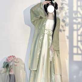 汉服女学生古装女成人宋制汉服女孩大码春夏秋超薄超仙淡绿色套装