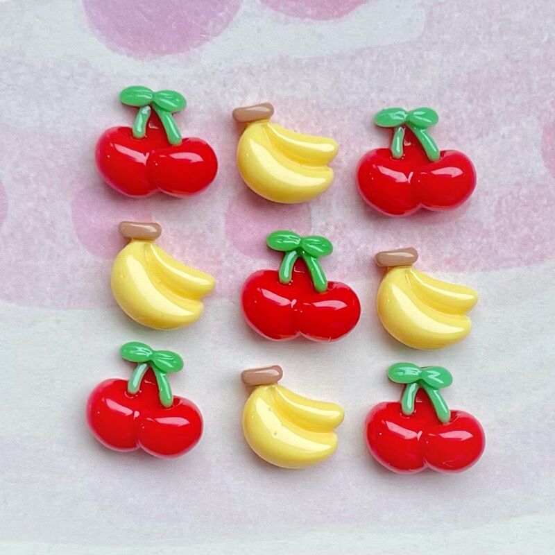 Super Super Mini Artificial Food Toy Small Cherry Banana Fruit DIY Resin Accessories Nail Art Jewelry Decoration Material Batch