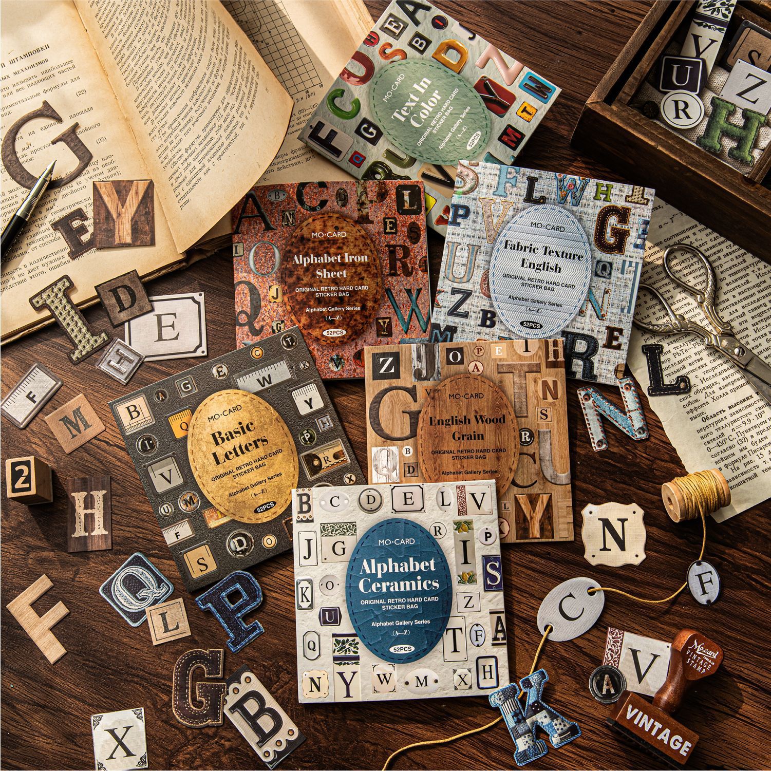 Mo tinta retro tarjeta dura cartelería cartelería serie de letras de exposición base de patrón salvaje mano de la tienda Gu Meidiy collage