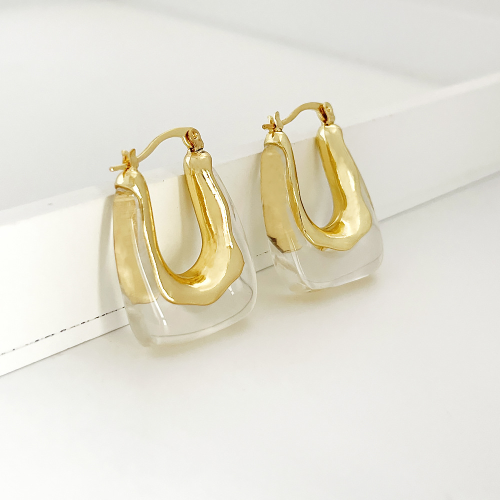 1 Pair Fashion U Shape Geometric Arylic Zinc Alloy Drop Earrings display picture 4