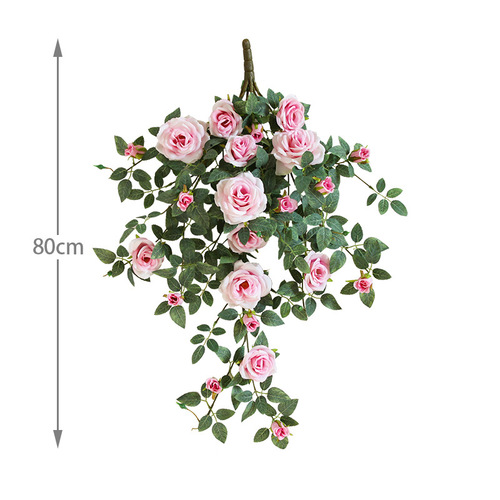 Simulated rose wall hanging flower balcony wall green plant decoration fake flower hanging flower living room hanging wall flower spider orchid plastic flower