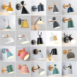 北欧房间卧室床头壁灯客厅电视背景墙灯现代简约盒子创意马卡龙灯