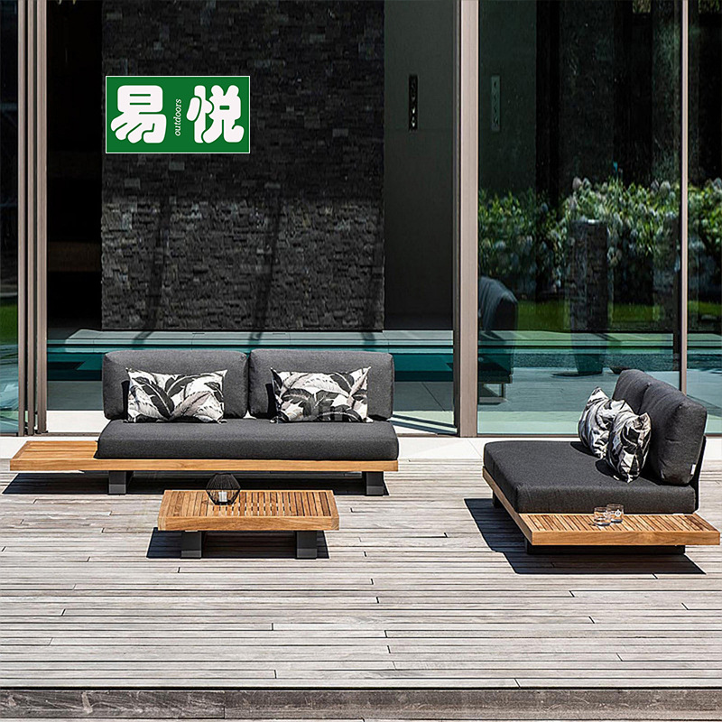 Villa terraza al aire libre impermeable silla de muebles de protección solar patio al aire libre sofá de hotel diseñador de alta gama sofá de teca