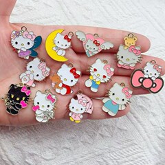 DIYの多くのかわいいkt猫合金の油の部品のキーホルダーのネックレスのブレスレットのペンダント