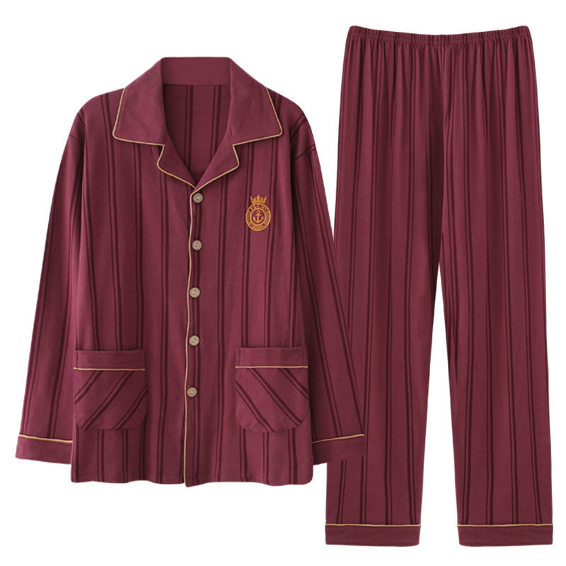 Pijamas primavera y otoño de algodón de manga larga para el hogar otoño rojo nacimiento año algodón verano