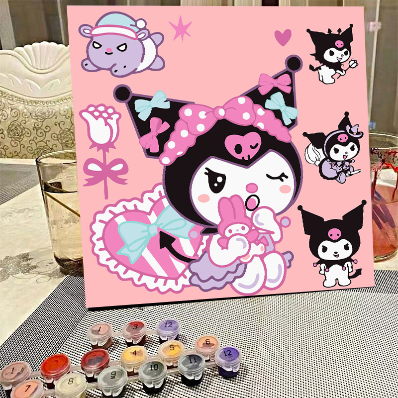 デジタル油絵diyの塗り絵の子供は漫画のアニメを埋めて色を塗ります。|undefined