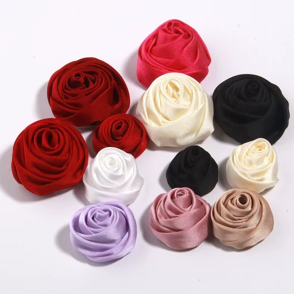 5cm Shat Fabric Handmade Stereoscopic Rose Bud Wholesale DIY Jewelry Shoes and Hat Accessories in stock Hot Sale