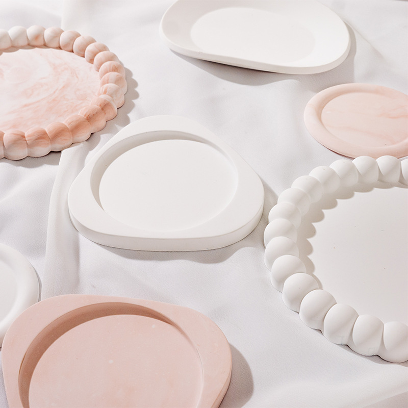Irregular-shaped aroma candle tray, coaster, and jewelry organizer—Instagram-style minimalist design, wholesale, D-shaped gypsum plate