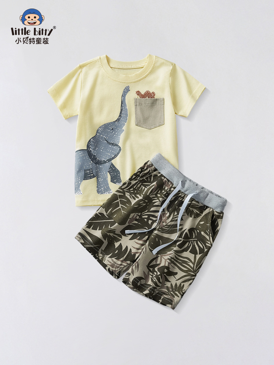 European and American children's clothing boys summer suit children's 2024 thin fashionable cool short sleeve t-shirt two-piece factory generation