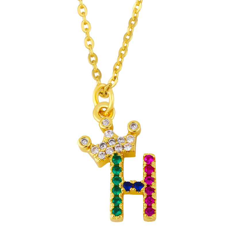 Diamond-studded 26 English Letter Crown Necklace display picture 24