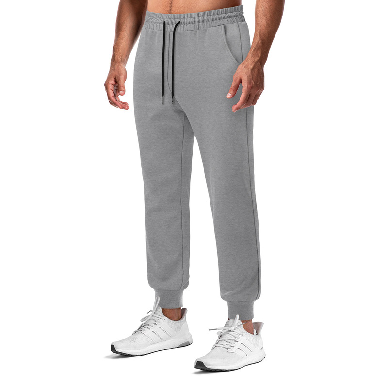 European and American style men's fitness and athletic long pants, solid color, breathable, suitable for running, training, casual wear, outdoor activities, and jogging